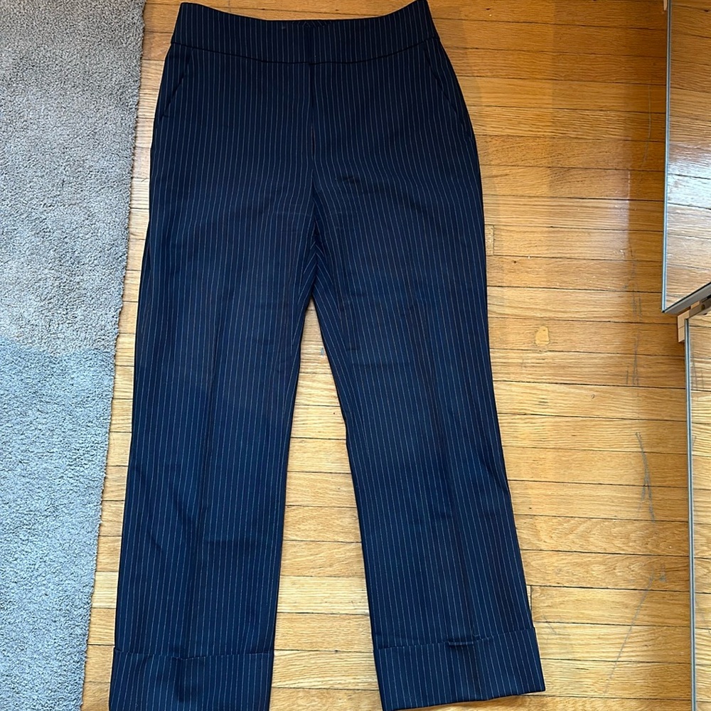 Judith and Charles cropped pin striped trousers with cuff